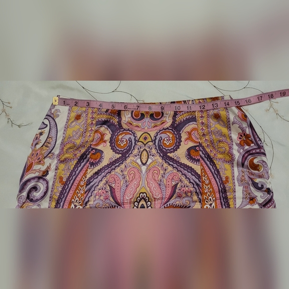 VINTAGE Y2K INC 100% Silk 2pc Set Paisley Midi Skirt & Cami Size 8 - Picture 12 of 13